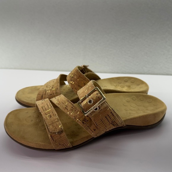 Vionic Skylar Womens Size 8 Cork Comfort Sandals Orthotic Slip On Slides Buckle - Picture 3 of 10